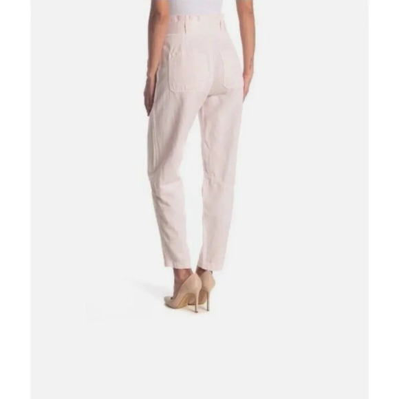 A.L.C. Coburn Tapered Paperbag High Waist Pants Linen Blend Morganite Pink 4 - Picture 3 of 16